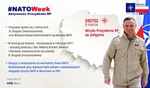 [VIDEO] Prezydent w Orzyszu na wspólnych ćwiczeniach z wojskami USA, Wielkiej Brytanii, Rumunii i Chorwacji tworzących Wielonarodową Batalionową Grupę Bojową NATO. W 20 rocznicę przystąpienia Polski do Paktu